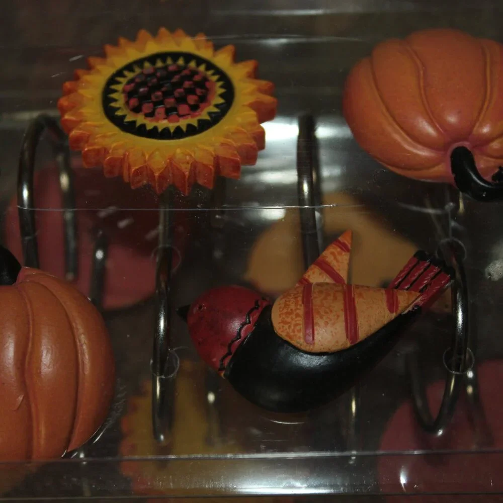 Harvest Home Shower Hooks Bernadette Deming Penny Lane Fall Pumpkin Bird NEW